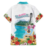 Aloha Hawaii Waikiki Beach Landscape Family Matching Short Sleeve Bodycon Dress and Hawaiian Shirt