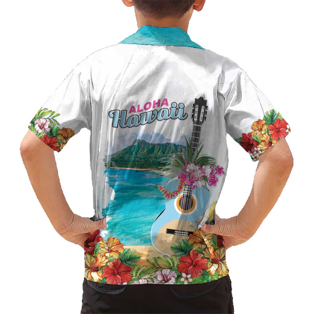 Aloha Hawaii Waikiki Beach Landscape Kid Hawaiian Shirt