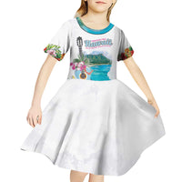 Aloha Hawaii Waikiki Beach Landscape Kid Short Sleeve Dress