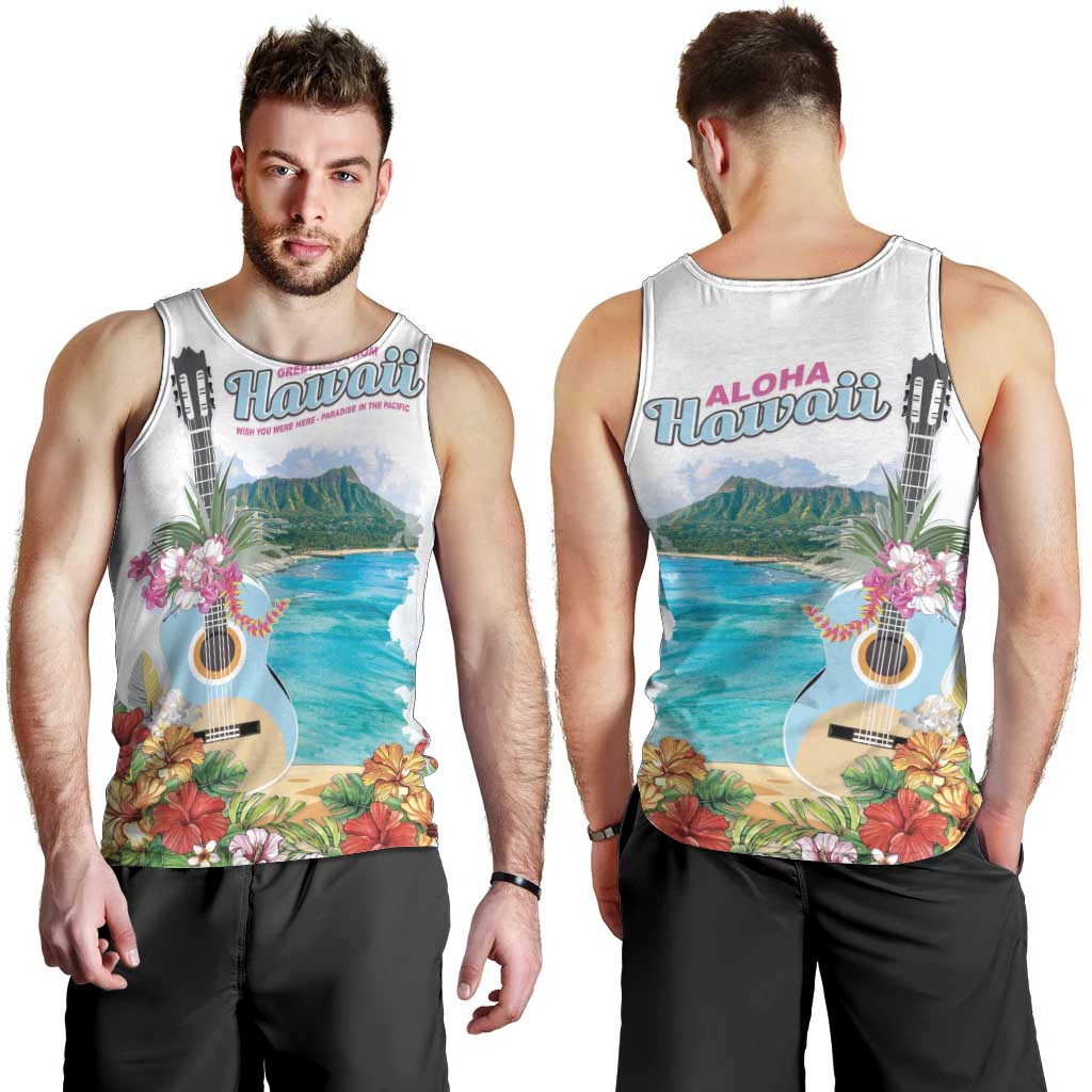 Aloha Hawaii Waikiki Beach Landscape Men Tank Top