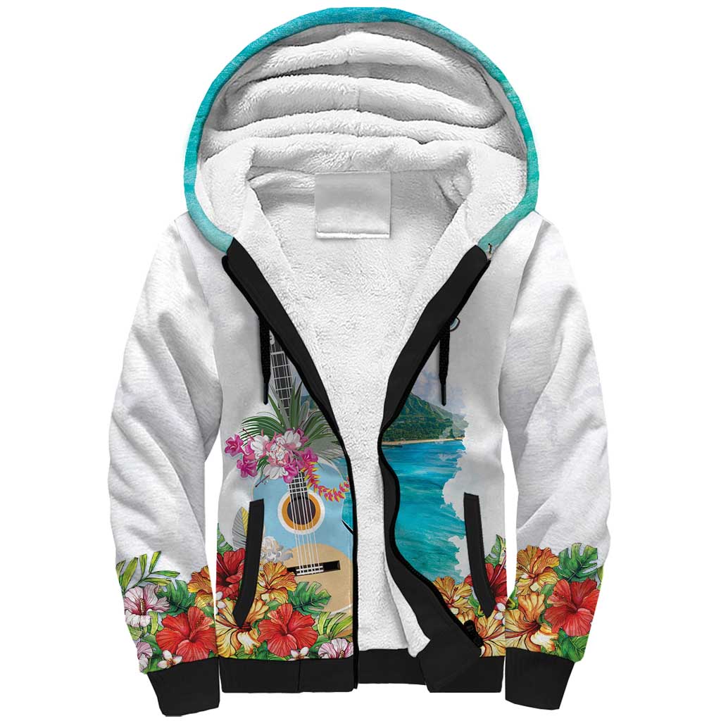 Aloha Hawaii Waikiki Beach Landscape Sherpa Hoodie