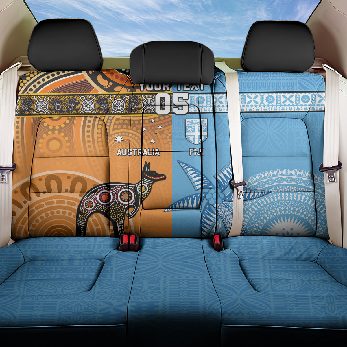 Custom Fiji Tapa And Australia Aboriginal Together Back Car Seat Cover LT05