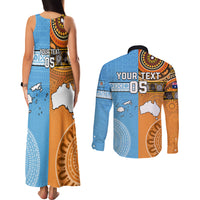 Custom Fiji Tapa And Australia Aboriginal Together Couples Matching Tank Maxi Dress and Long Sleeve Button Shirt LT05 - Polynesian Pride