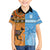 Custom Fiji Tapa And Australia Aboriginal Together Family Matching Off Shoulder Short Dress and Hawaiian Shirt LT05 Son's Shirt Blue - Polynesian Pride