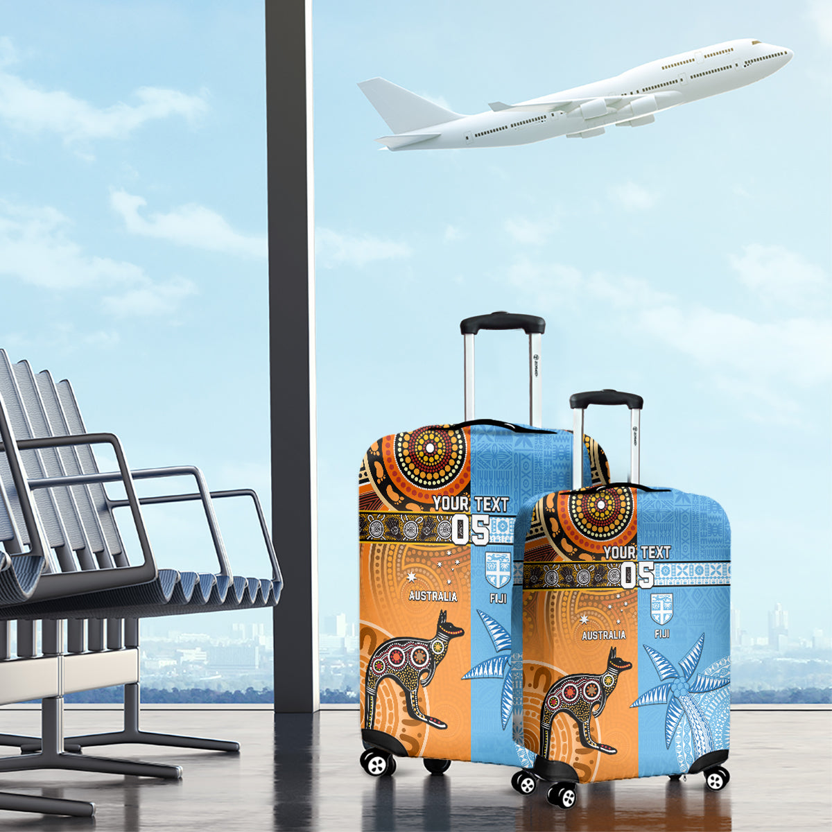 Custom Fiji Tapa And Australia Aboriginal Together Luggage Cover LT05 - Polynesian Pride