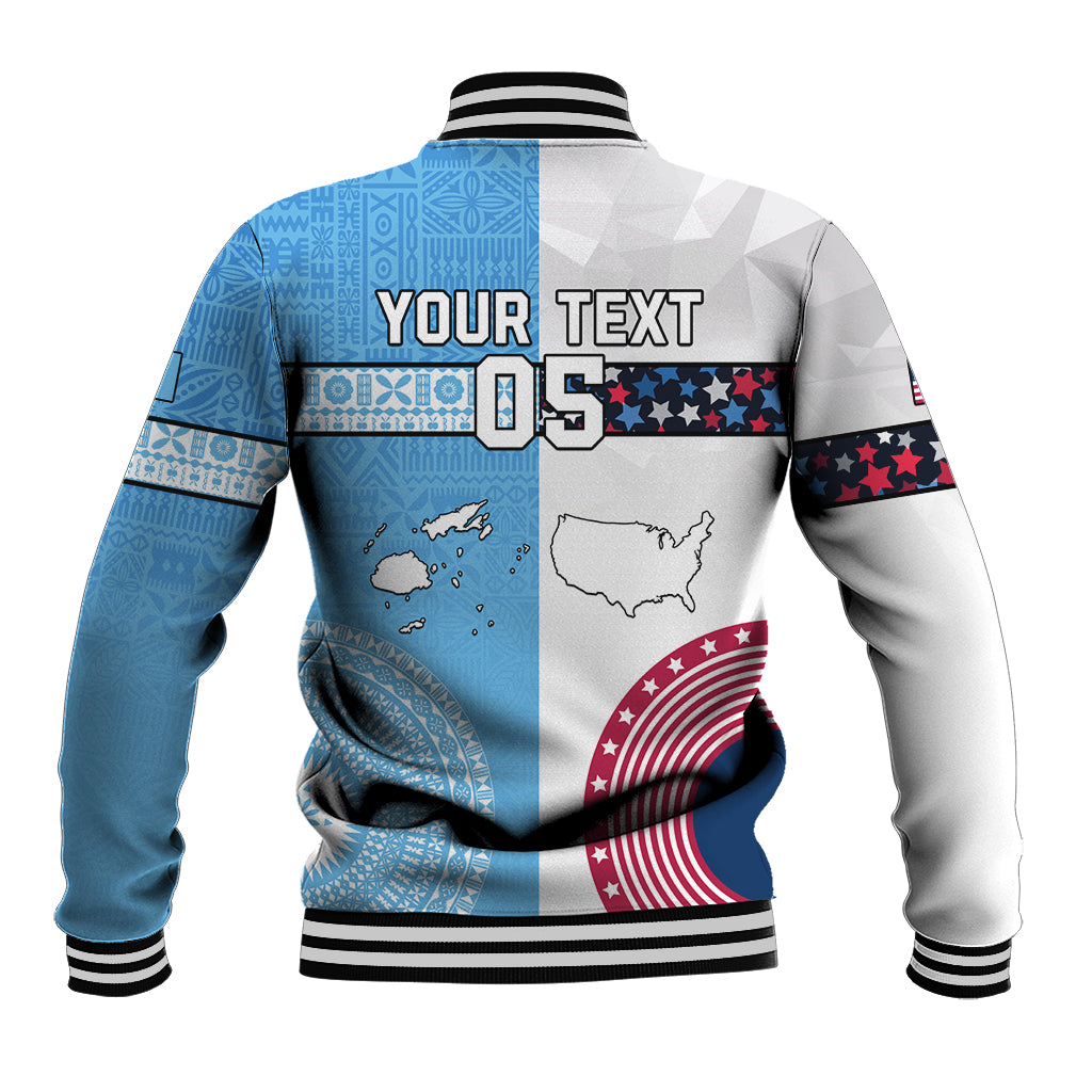 Custom Fiji And USA Palm Tree With Eagle Baseball Jacket LT05 - Polynesian Pride