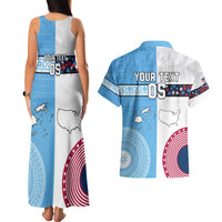 Custom Fiji And USA Palm Tree With Eagle Couples Matching Tank Maxi Dress and Hawaiian Shirt LT05 - Polynesian Pride