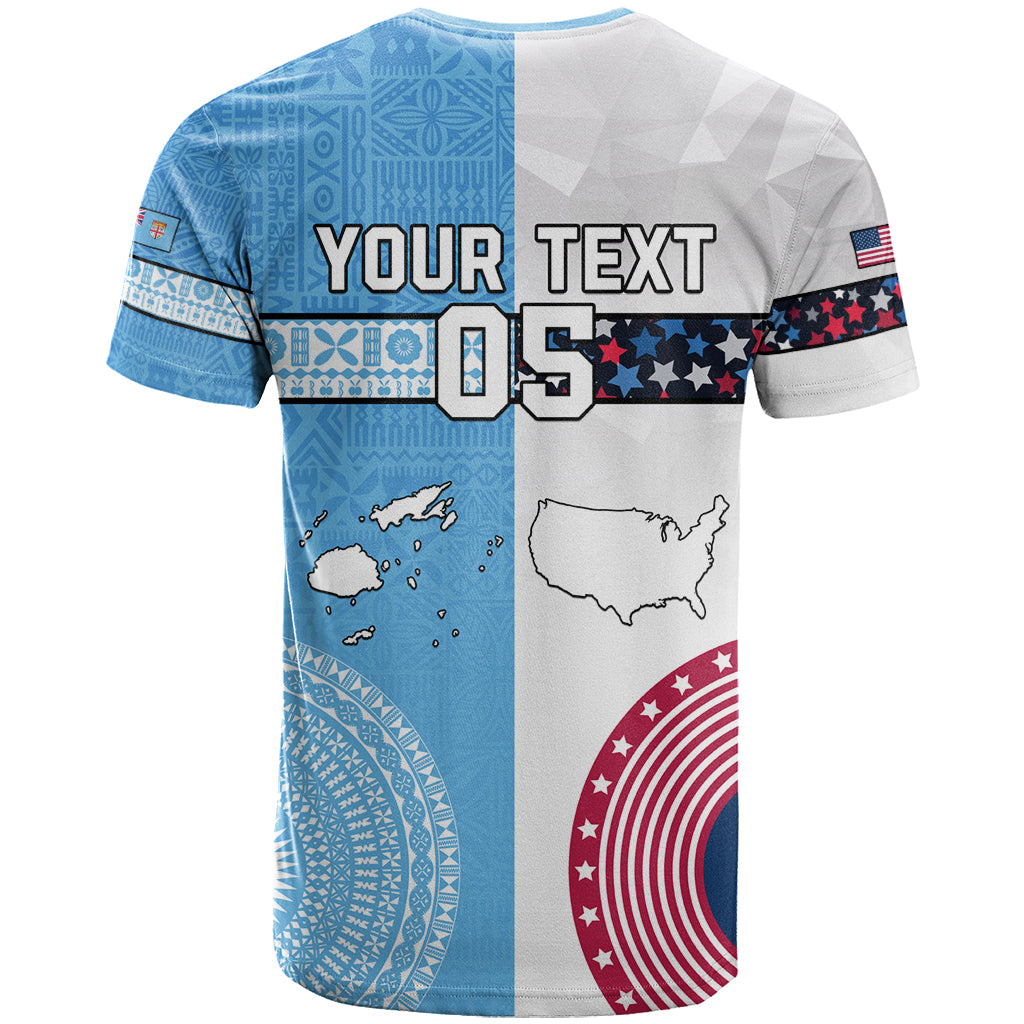 Custom Fiji And USA Palm Tree With Eagle T Shirt LT05 - Polynesian Pride