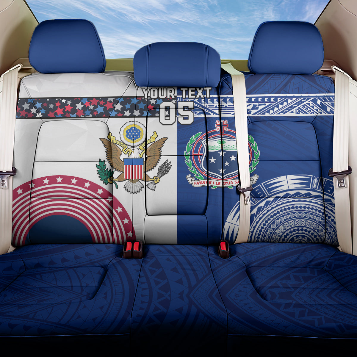 Custom Samoa And USA Together Back Car Seat Cover LT05