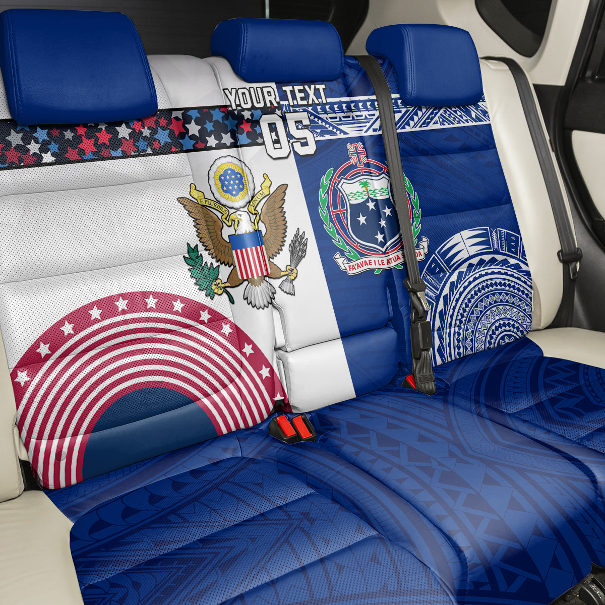 Custom Samoa And USA Together Back Car Seat Cover LT05