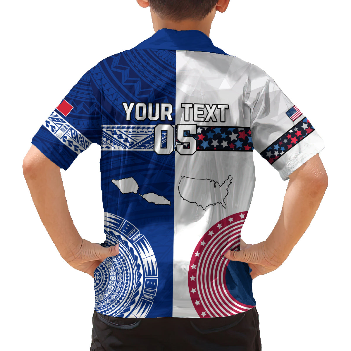 Custom Samoa And USA Together Family Matching Puletasi Dress and Hawaiian Shirt LT05 - Polynesian Pride