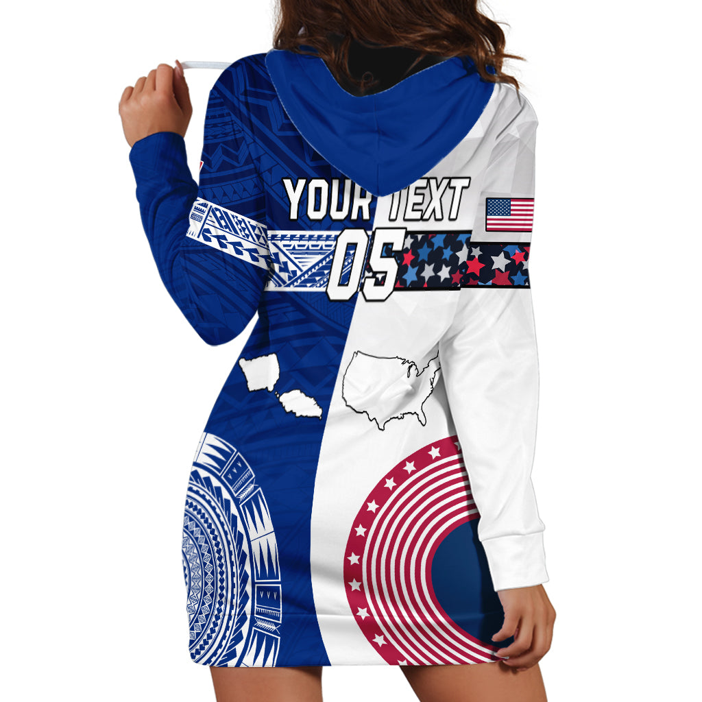 Custom Samoa And USA Together Hoodie Dress LT05 - Polynesian Pride