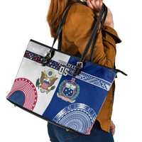 Custom Samoa And USA Together Leather Tote Bag LT05 - Polynesian Pride