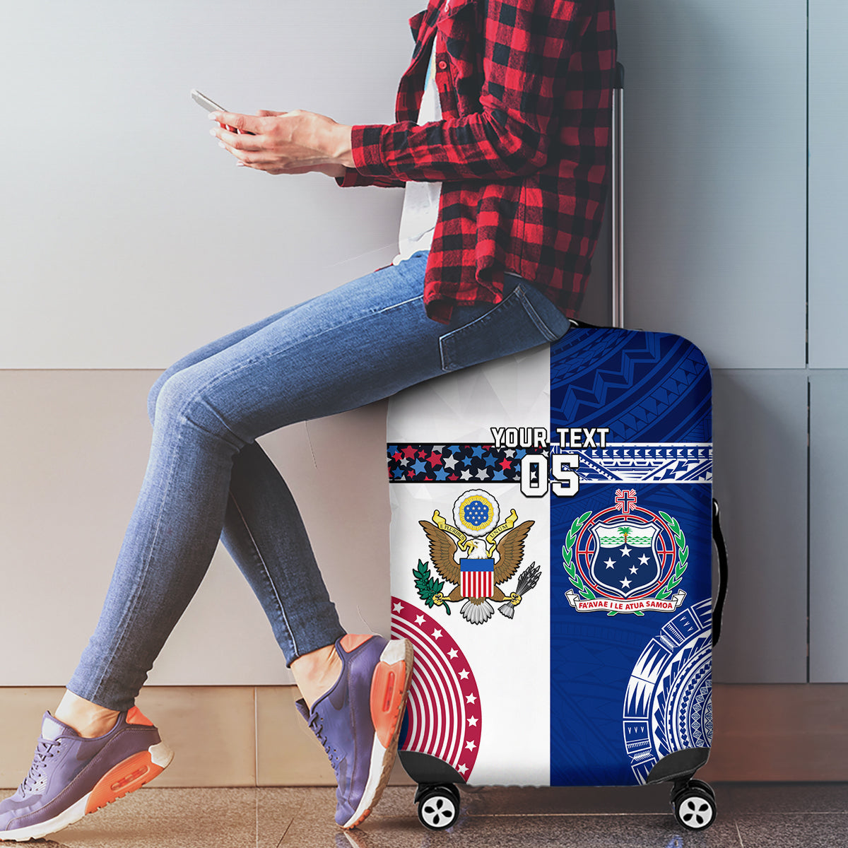 Custom Samoa And USA Together Luggage Cover LT05 - Polynesian Pride