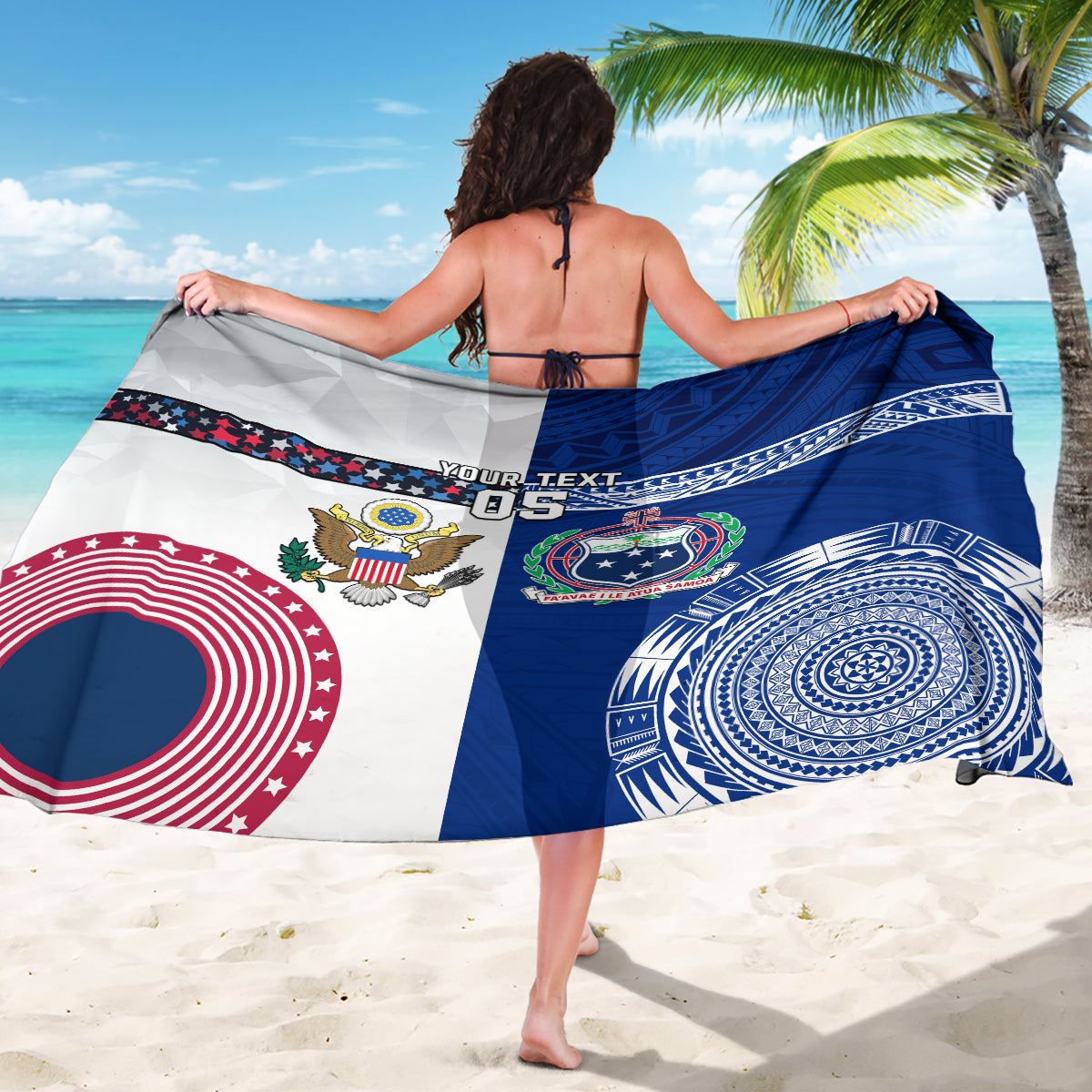 Custom Samoa And USA Together Sarong LT05 - Polynesian Pride