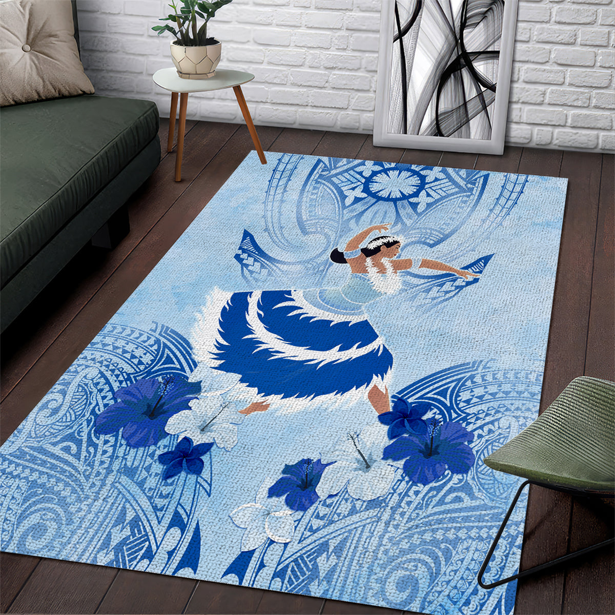 Cook Islands Women's Day Area Rug With Polynesian Pattern LT05 Blue - Polynesian Pride