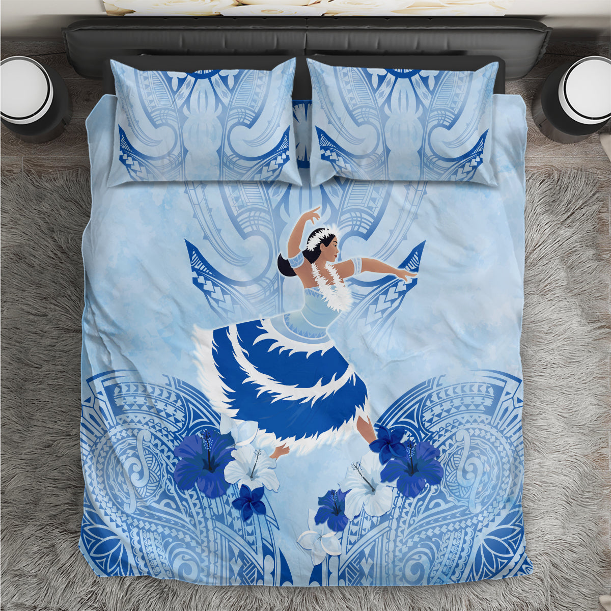Cook Islands Women's Day Bedding Set With Polynesian Pattern LT05 Blue - Polynesian Pride