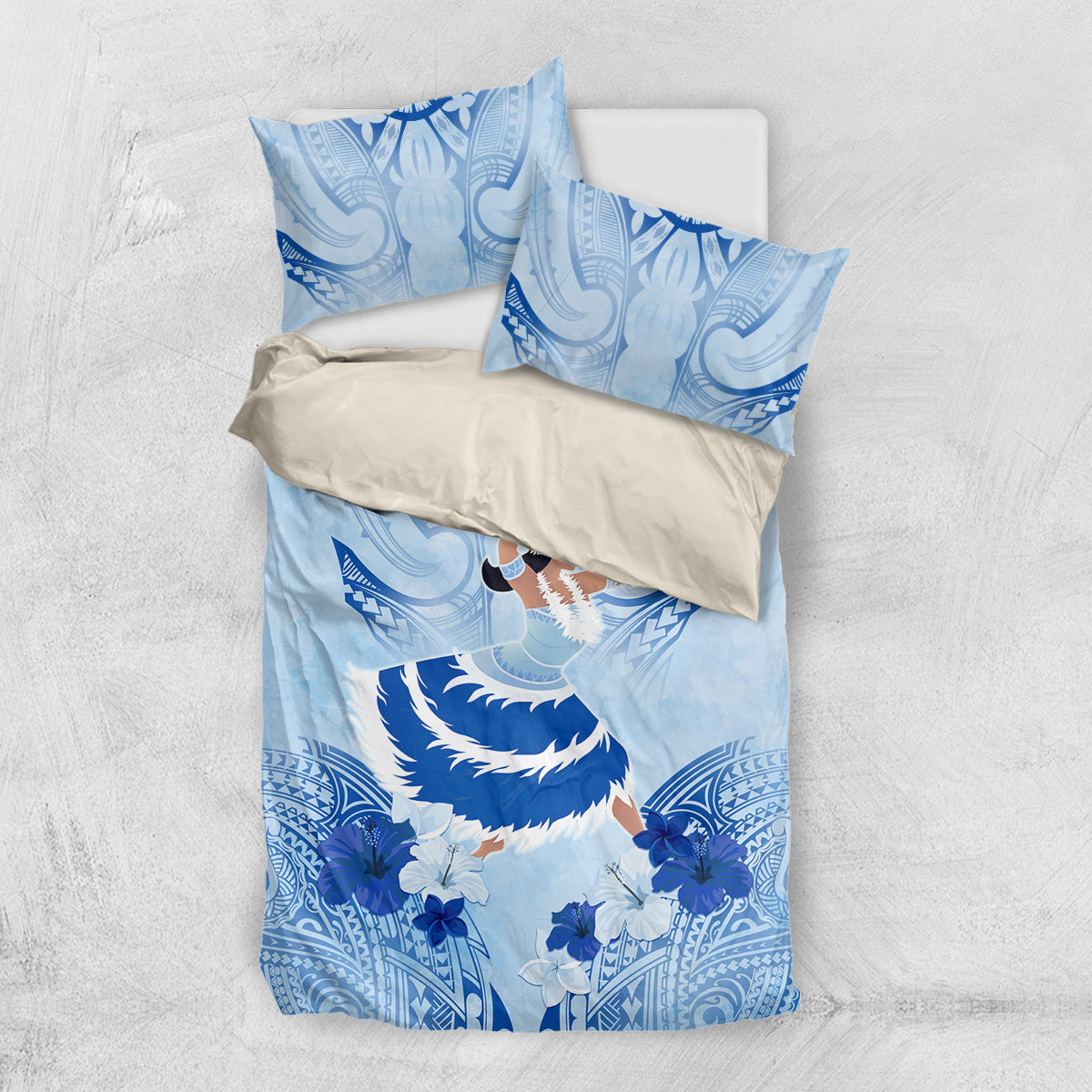 Cook Islands Women's Day Bedding Set With Polynesian Pattern LT05 US Twin 172cm x 218cm Blue - Polynesian Pride