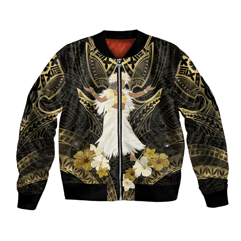 Niue Women's Day Bomber Jacket With Polynesian Pattern LT05 Unisex Gold - Polynesian Pride