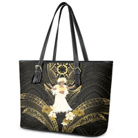 Niue Women's Day Leather Tote Bag With Polynesian Pattern LT05 - Polynesian Pride