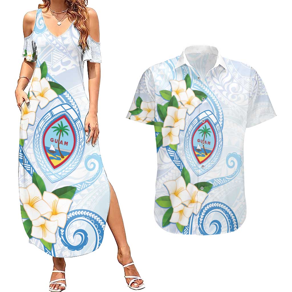 Guam Chamorro Couples Matching Summer Maxi Dress and Hawaiian Shirt Guasali Flowers Curves Style