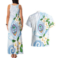 Guam Chamorro Couples Matching Tank Maxi Dress and Hawaiian Shirt Guasali Flowers Curves Style
