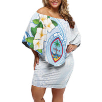 Guam Chamorro Family Matching Off Shoulder Short Dress and Hawaiian Shirt Guasali Flowers Curves Style