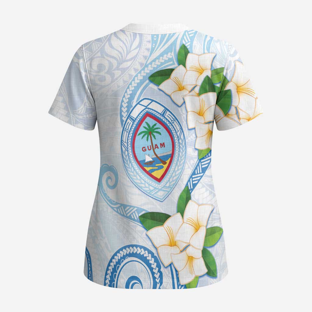 Guam Chamorro Scrub Top Guasali Flowers Curves Style - Polynesian Pride