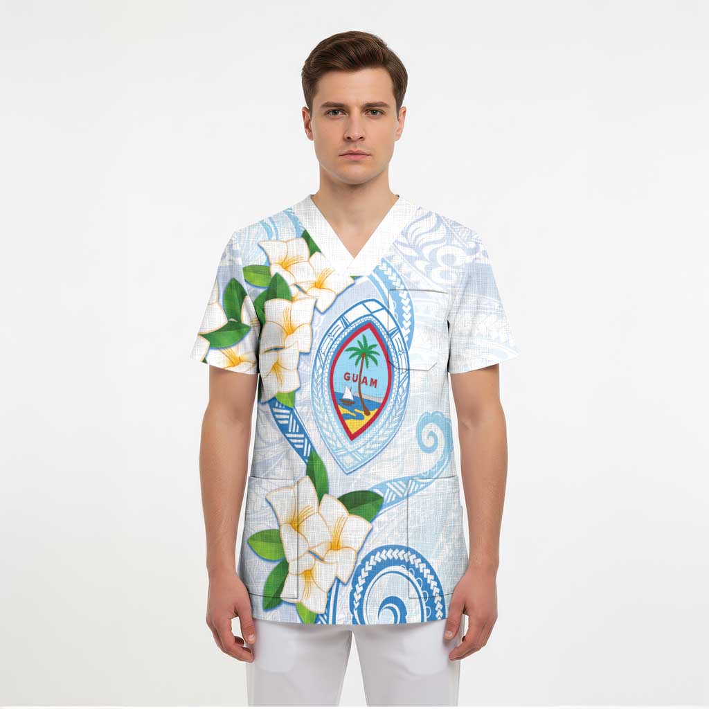 Guam Chamorro Scrub Top Guasali Flowers Curves Style - Polynesian Pride