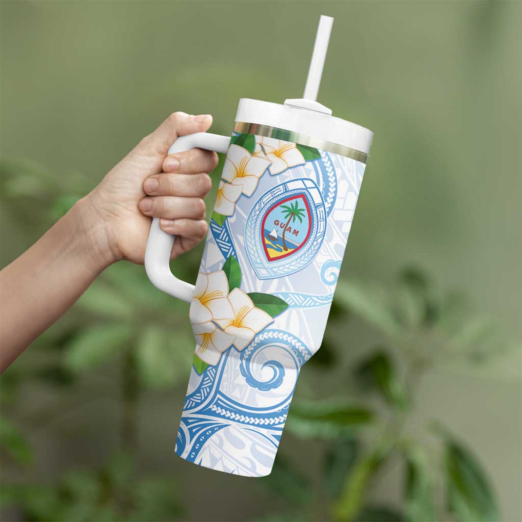 Guam Chamorro Tumbler With Handle Guasali Flowers Curves Style