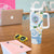 Guam Chamorro Tumbler With Handle Guasali Flowers Curves Style