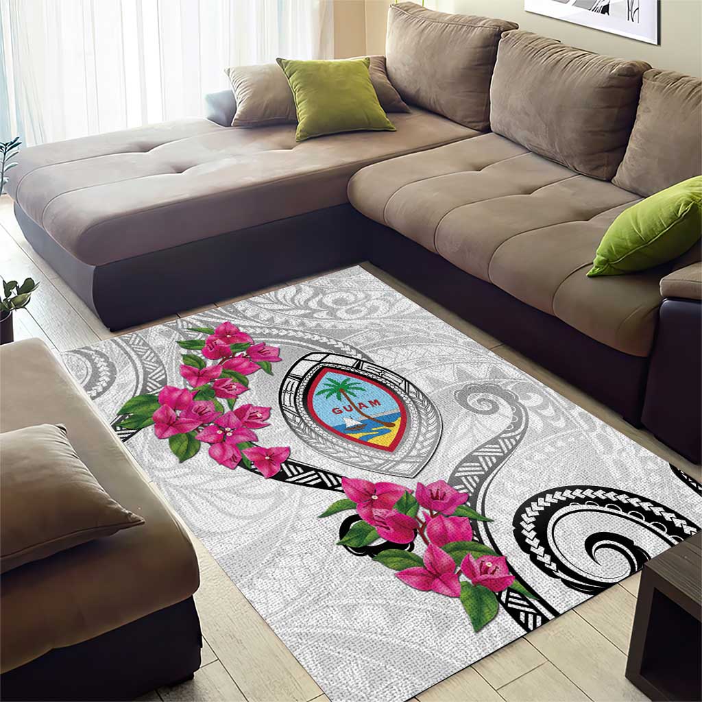 Guam Chamorro Area Rug Curves Polynesian Tattoo Mix Bougainvillea