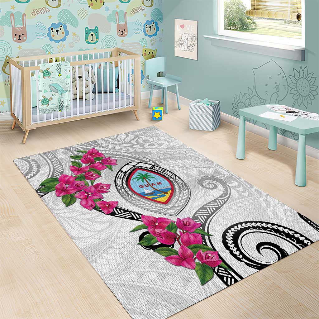 Guam Chamorro Area Rug Curves Polynesian Tattoo Mix Bougainvillea