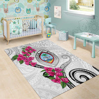 Guam Chamorro Area Rug Curves Polynesian Tattoo Mix Bougainvillea