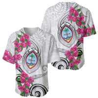 Guam Chamorro Baseball Jersey Curves Polynesian Tattoo Mix Bougainvillea