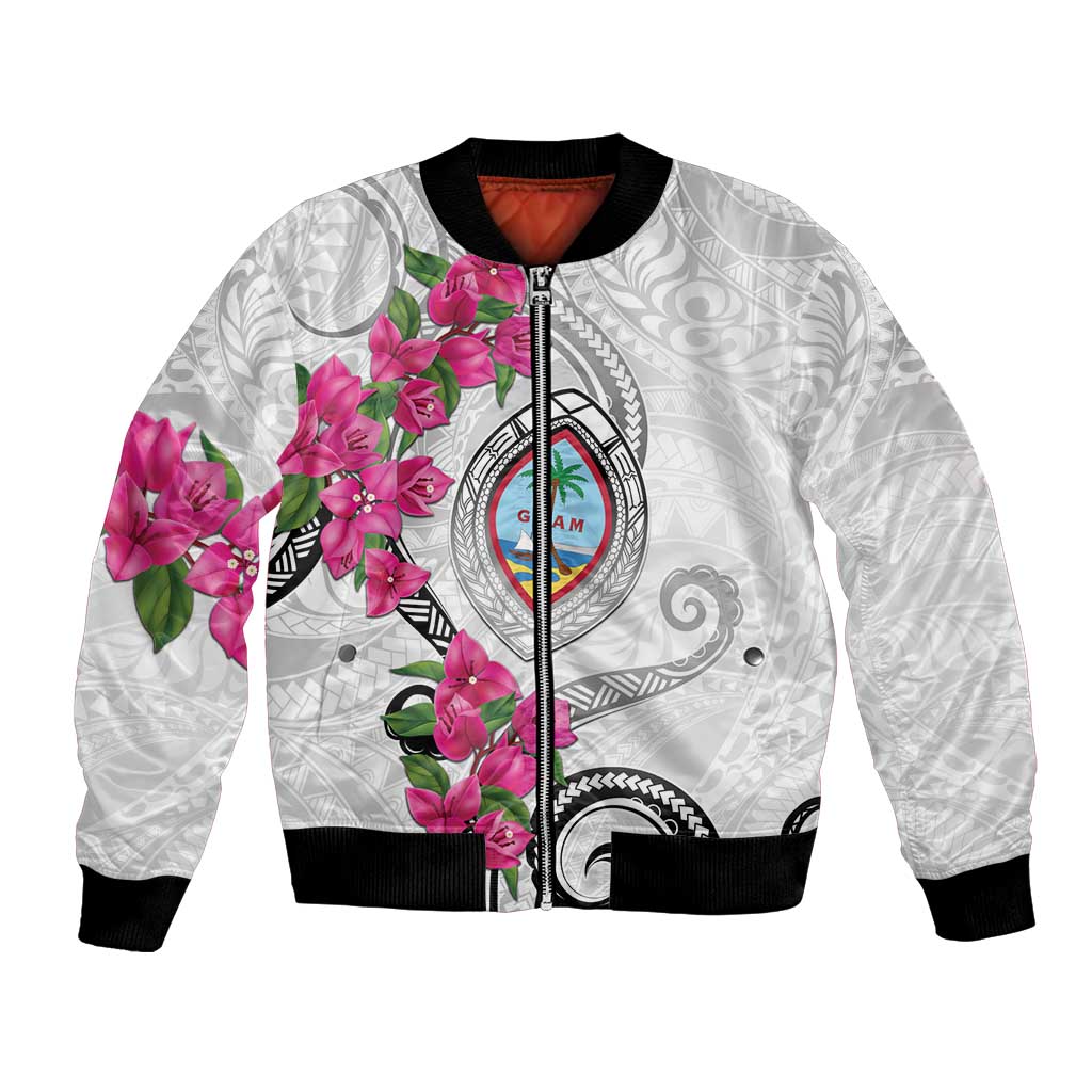 Guam Chamorro Bomber Jacket Curves Polynesian Tattoo Mix Bougainvillea