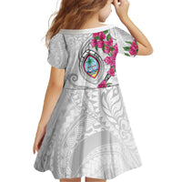 Guam Chamorro Family Matching Off The Shoulder Long Sleeve Dress and Hawaiian Shirt Curves Polynesian Tattoo Mix Bougainvillea