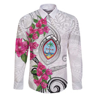 Guam Chamorro Family Matching Puletasi and Hawaiian Shirt Curves Polynesian Tattoo Mix Bougainvillea