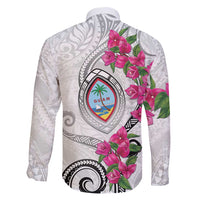 Guam Chamorro Family Matching Puletasi and Hawaiian Shirt Curves Polynesian Tattoo Mix Bougainvillea