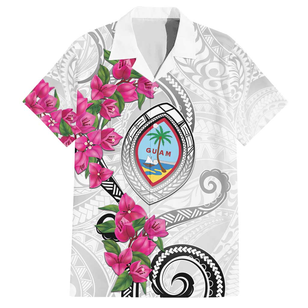 Guam Chamorro Family Matching Short Sleeve Bodycon Dress and Hawaiian Shirt Curves Polynesian Tattoo Mix Bougainvillea