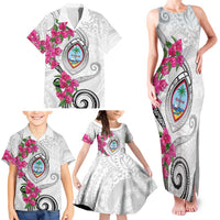 Guam Chamorro Family Matching Tank Maxi Dress and Hawaiian Shirt Curves Polynesian Tattoo Mix Bougainvillea