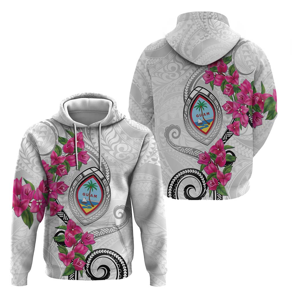 Guam Chamorro Hoodie Curves Polynesian Tattoo Mix Bougainvillea
