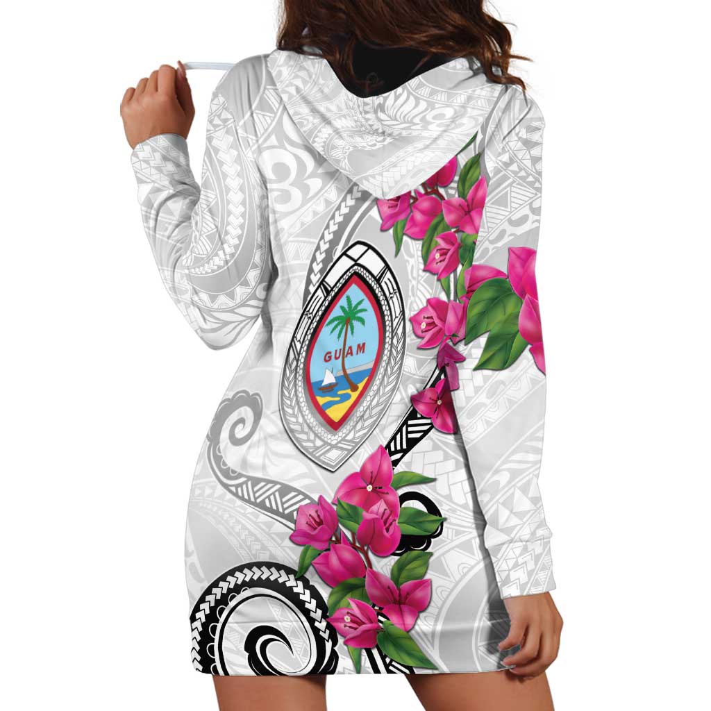 Guam Chamorro Hoodie Dress Curves Polynesian Tattoo Mix Bougainvillea