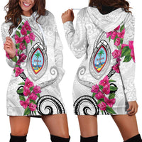 Guam Chamorro Hoodie Dress Curves Polynesian Tattoo Mix Bougainvillea