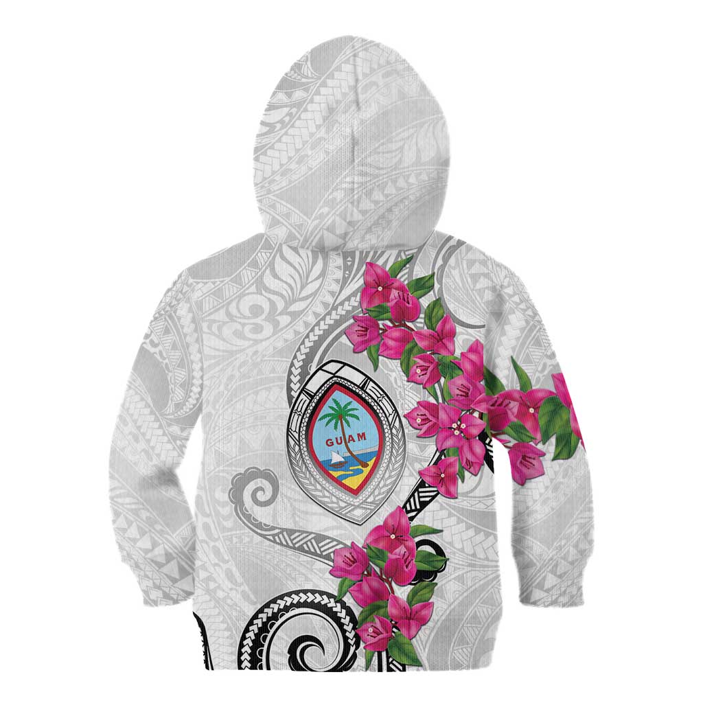 Guam Chamorro Kid Hoodie Curves Polynesian Tattoo Mix Bougainvillea