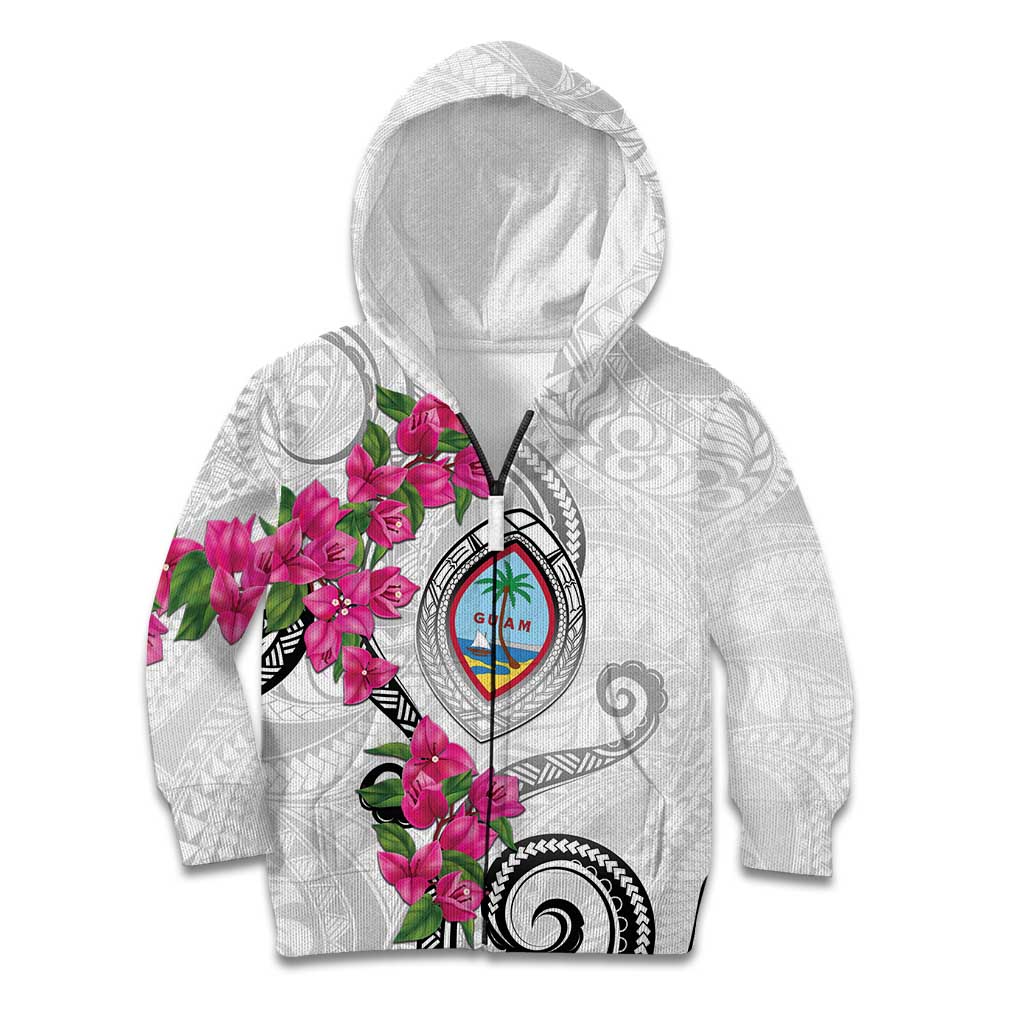 Guam Chamorro Kid Hoodie Curves Polynesian Tattoo Mix Bougainvillea