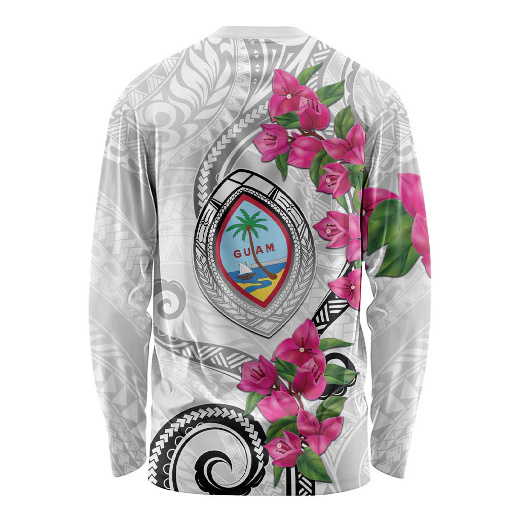 Guam Chamorro Long Sleeve Shirt Curves Polynesian Tattoo Mix Bougainvillea