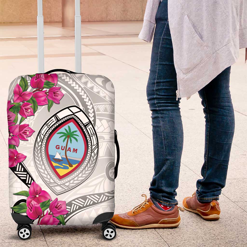 Guam Chamorro Luggage Cover Curves Polynesian Tattoo Mix Bougainvillea