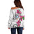 Guam Chamorro Off Shoulder Sweater Curves Polynesian Tattoo Mix Bougainvillea