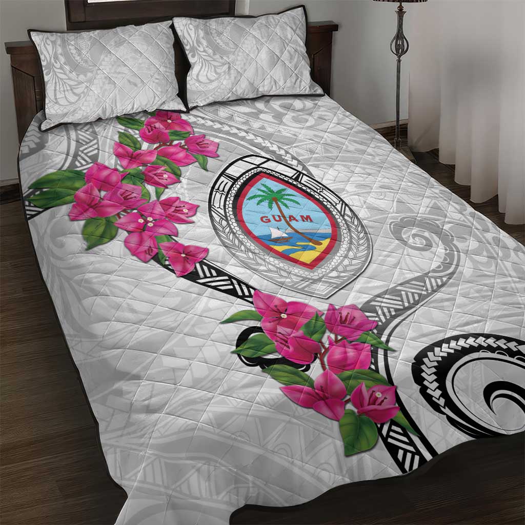 Guam Chamorro Quilt Bed Set Curves Polynesian Tattoo Mix Bougainvillea
